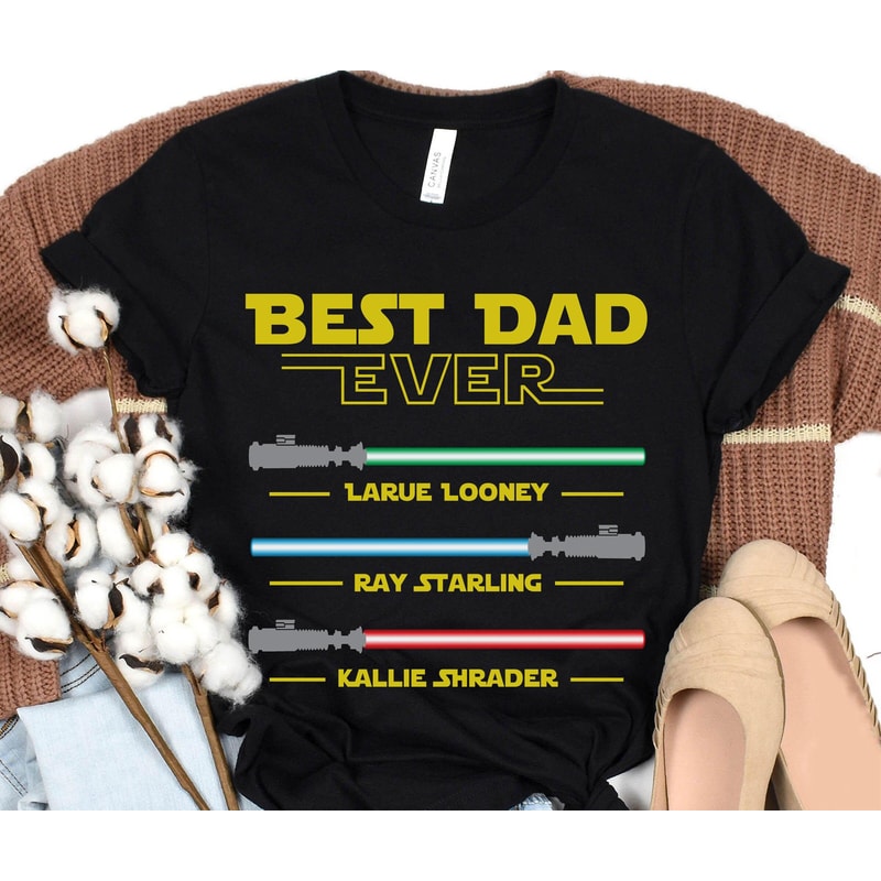 Custom Lightsabers Best Dad Ever with Kids Name Shirt Star Wars Dad T-shirt Father's Day Gift Ideas Personalized Dad in the Galaxy Tee - 5.jpg