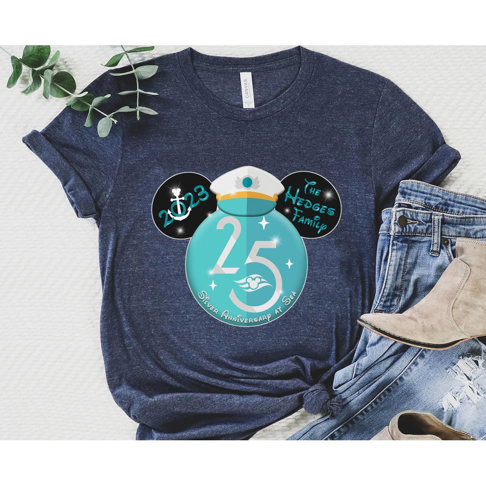 Custom Mickey and Minnie Family Disney Cruise Line Shirt 25th Silver Anniversary At Sea Disney Family Matching Disneyland 2023 Trip - 2.jpg