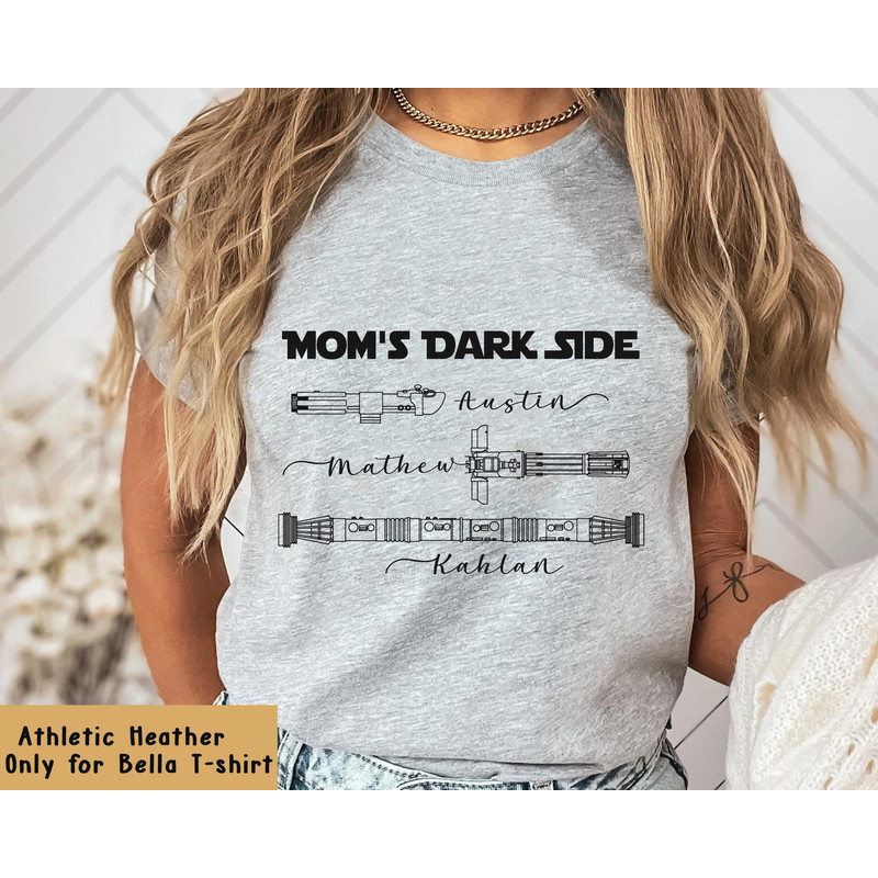 Custom Mom Star Wars Lightsaber With Kids Name Shirt Star Wars Mom's Dark Side Shirt Personalized Shirt Galaxy's Edge Gift For Mom - 1.jpg