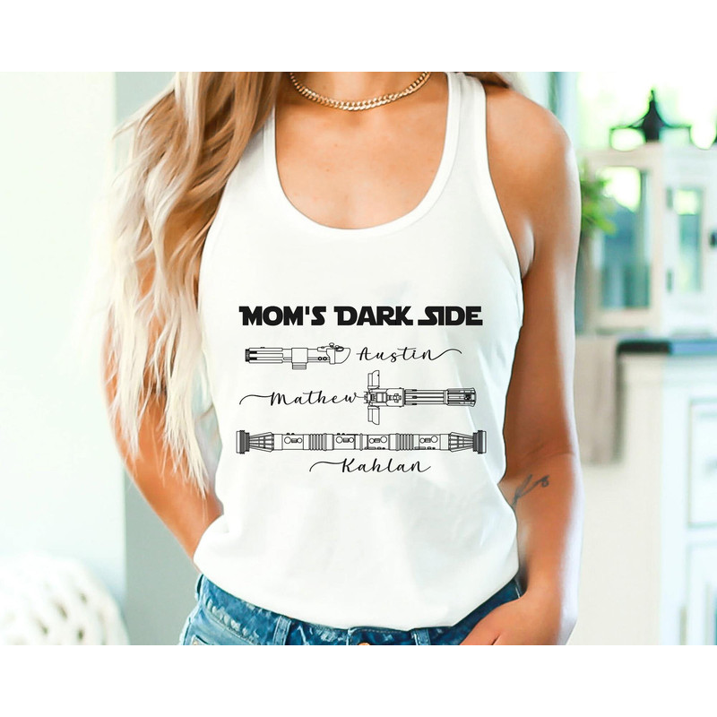 Custom Mom Star Wars Lightsaber With Kids Name Shirt Star Wars Mom's Dark Side Shirt Personalized Shirt Galaxy's Edge Gift For Mom - 4.jpg