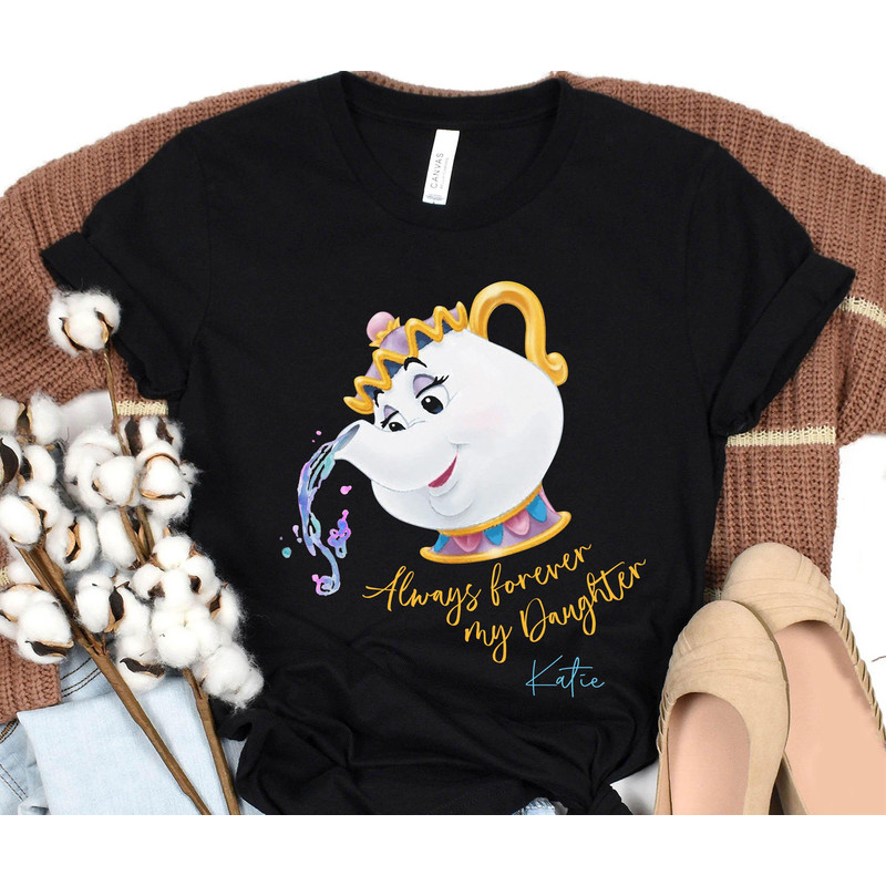 Custom Mrs Potts And Chip Always Forever Mom and Daughter Shirt Disney Mother T-shirt Beauty and the Beast Mother's Day Matching Gift - 4.jpg