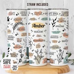 teacher daily affirmations tumbler ,daily reminder tumbler, 20oz daily reminders tumbler , gift for her, daily reminders