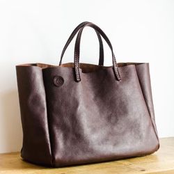 Oversized Leather Bag - Brown Leather Bag - Leather Hold All - Italian Leather Tote Bag - Handmade In Britain