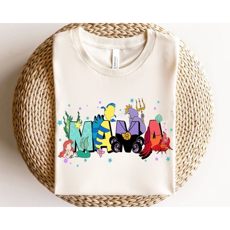 Custom Name The Little Mermaid Disney Mama Shirt Disney Mother's Day Gift For Mom Personalized Nickname Shirt Disneyland Trip Tee - 1.jpg
