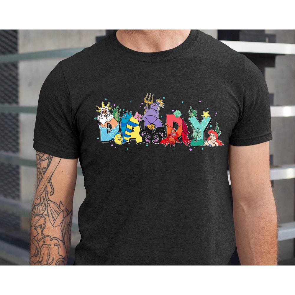 Custom Name The Little Mermaid Daddy Shirt  Personalized Dad T-shirt  Father's Day Gift Ideas  Daddy And Me Matching  Disneyland Trip - 5.jpg