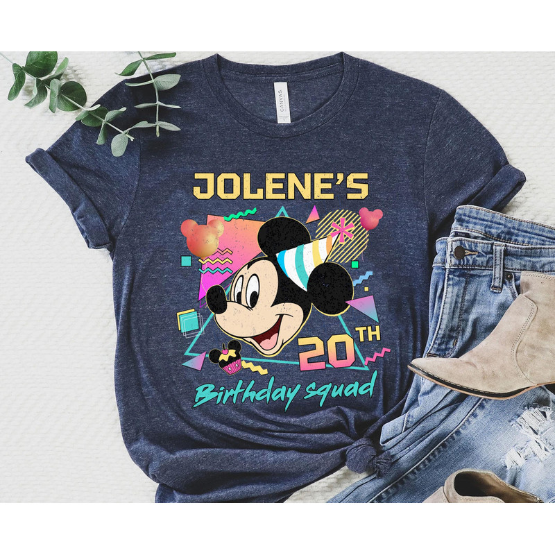 Custom Retro 80s Mickey Mouse Birthday Shirt Personalized Disney Birthday Matching T-shirt Walt Disney World Disneyland Trip Outfits - 3.jpg