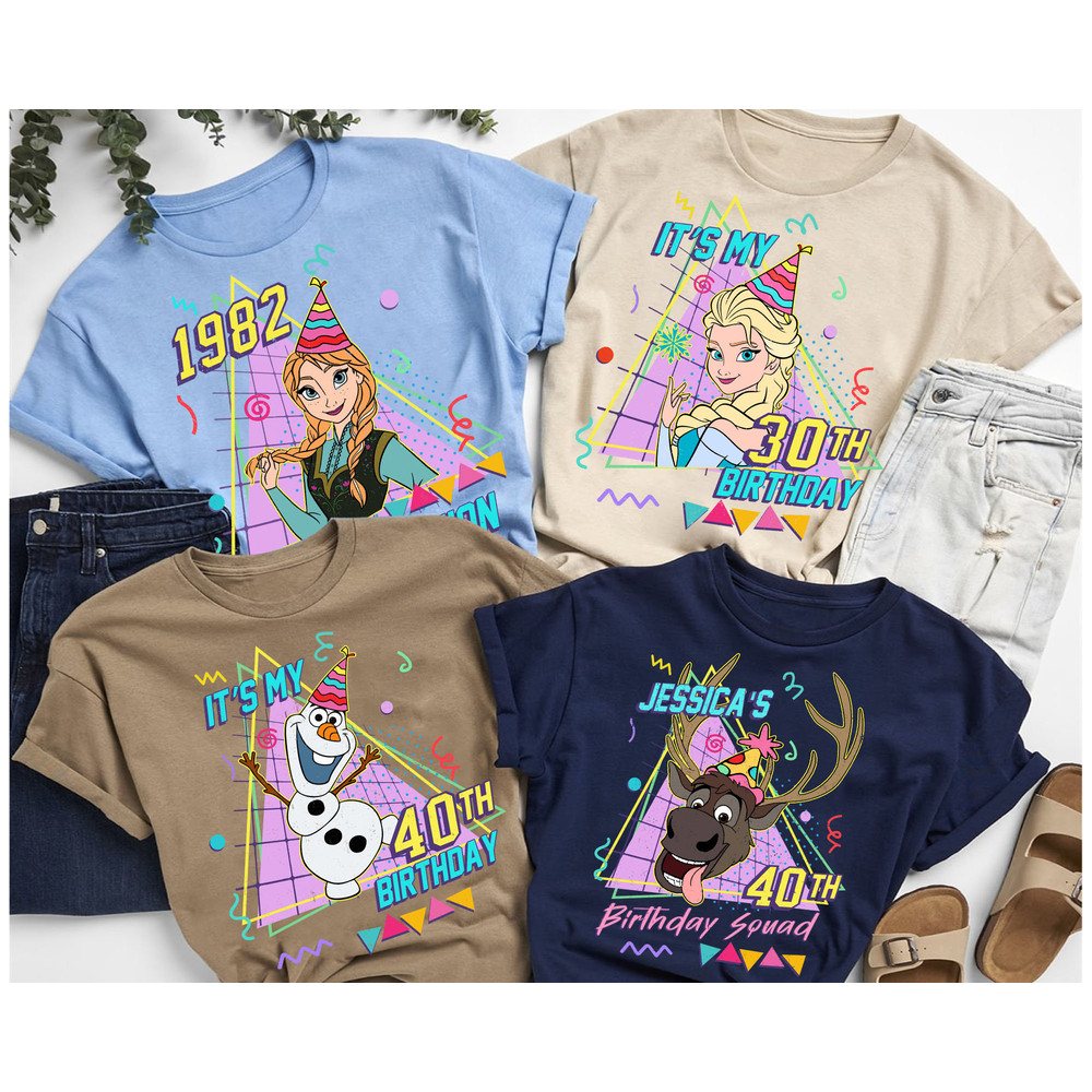 Custom Retro Disney Frozen Birthday Party T-shirt  Elsa Anna Olaf Sven Tee  Personalized Disney Birthday Shirt  Birthday Boy Girl Gift - 1.jpg