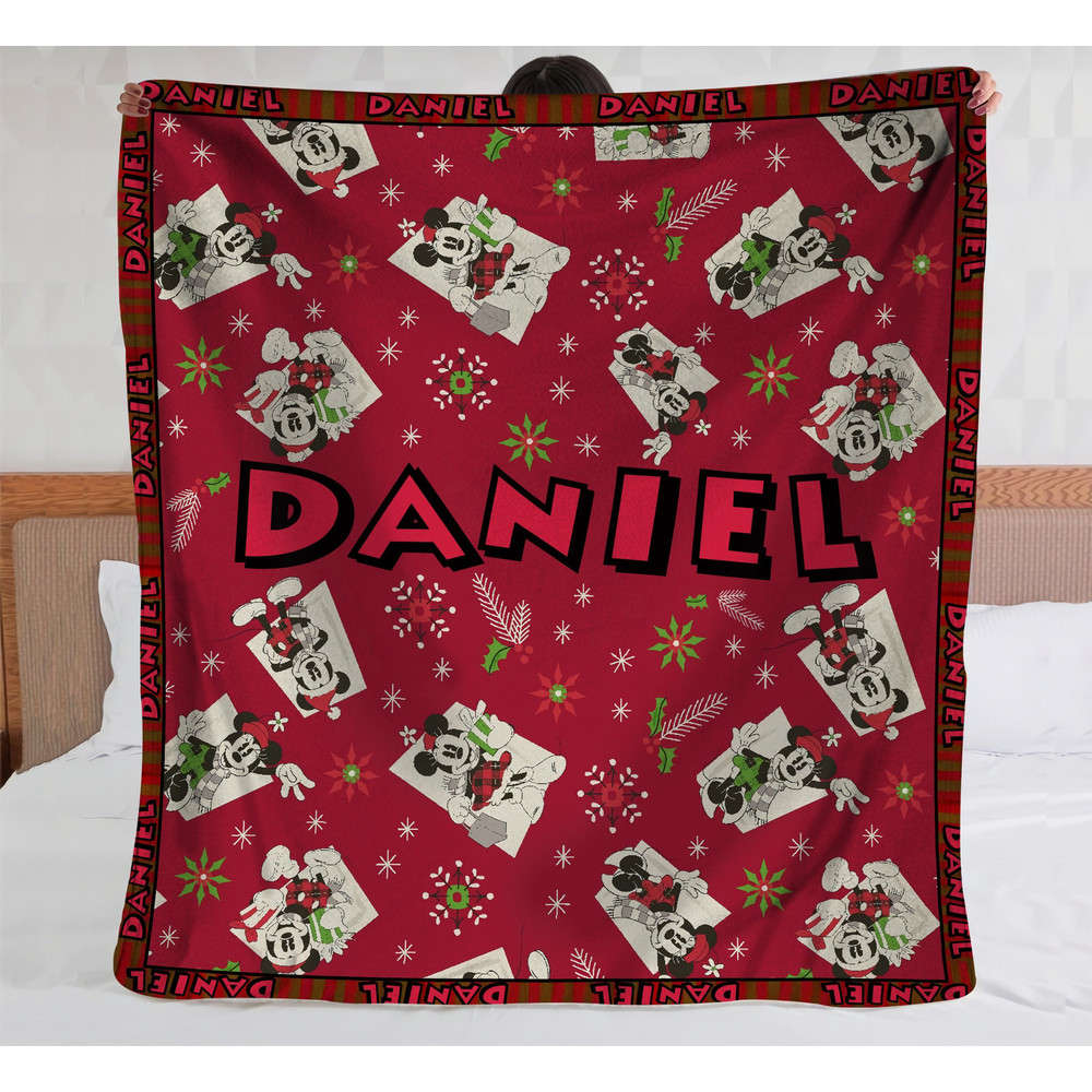 Custom Santa Mickey Mouse Christmas Fleece Blanket, Disney Xmas Holiday Sofa Blanket, Bedding Decor, Magic Kingdom, Disneyland Throw Blanket - 1.jpg