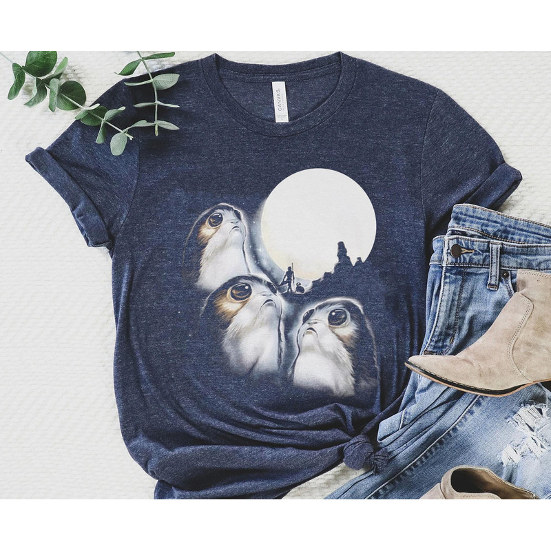 Cute Three Porg with Moon Sweatshirt Retro Star Wars T-shirt Walt Disney World Tee Disneyland Family Vacation Trip Galaxy's Edge - 5.jpg
