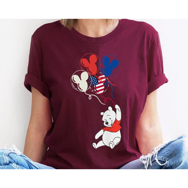 Disney 4Th July Winnie The Pooh With USA Mickey Balloon Shirt Disney Independence Day Tee Walt Disney World Disneyland Family Trip - 4.jpg