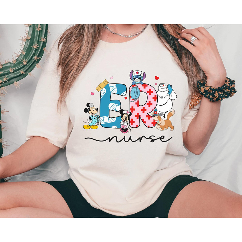 Disney Characters Er Nurse Shirt Mickey Minnie Nana Dog Baymax Nurse Tee Disney Gift For Nurse Nurse's Day 2023 T-shirt Nurse Life - 1.jpg