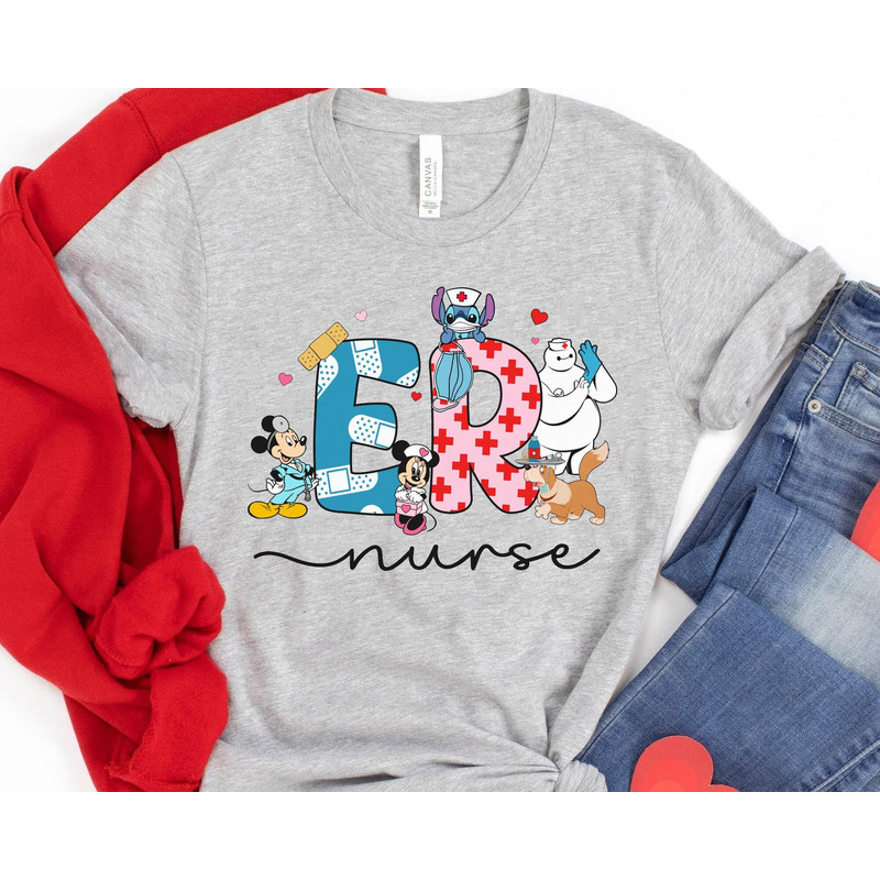 Disney Characters Er Nurse Shirt Mickey Minnie Nana Dog Baymax Nurse Tee Disney Gift For Nurse Nurse's Day 2023 T-shirt Nurse Life - 3.jpg
