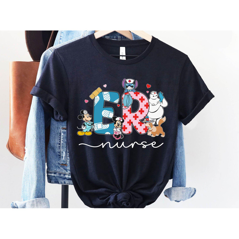 Disney Characters Er Nurse Shirt Mickey Minnie Nana Dog Baymax Nurse Tee Disney Gift For Nurse Nurse's Day 2023 T-shirt Nurse Life - 4.jpg