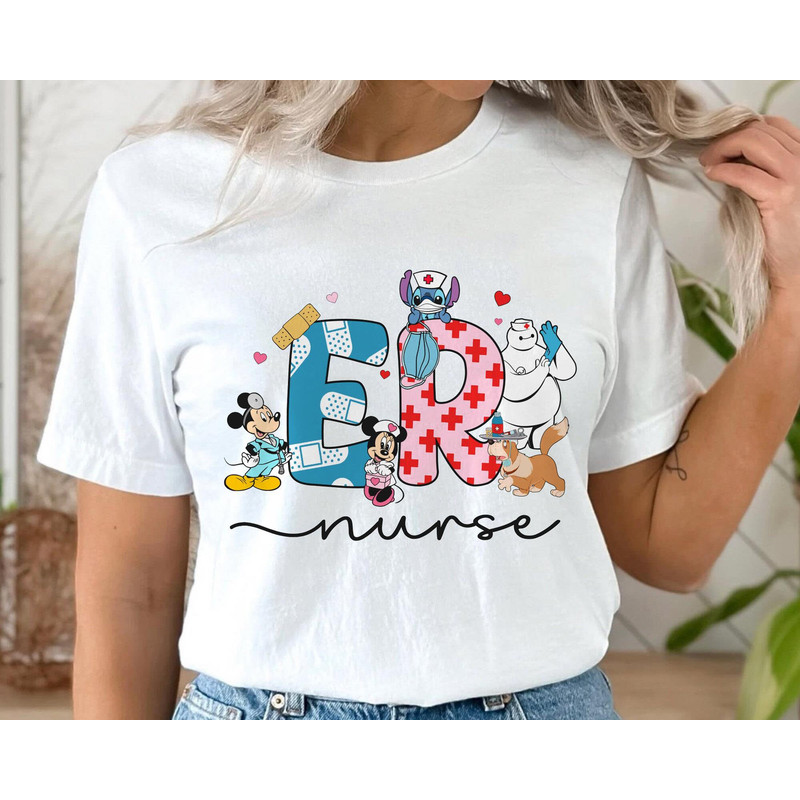 Disney Characters Er Nurse Shirt Mickey Minnie Nana Dog Baymax Nurse Tee Disney Gift For Nurse Nurse's Day 2023 T-shirt Nurse Life - 5.jpg