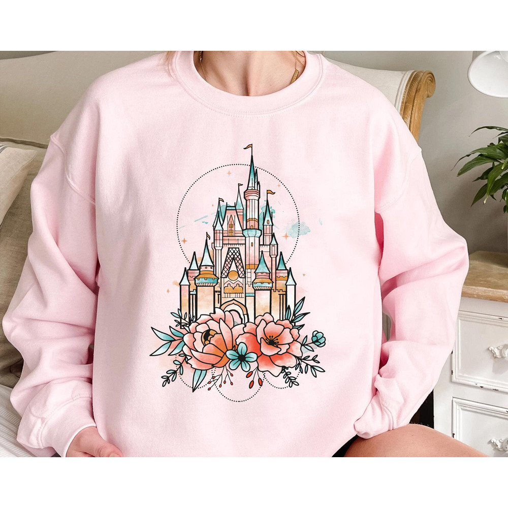 Disney Cinderella Castle Floral Watercolor Shirt Disney Castle T-shirt Walt Disney World Tee Magic Kingdom Disneyland Trip Outfits - 2.jpg
