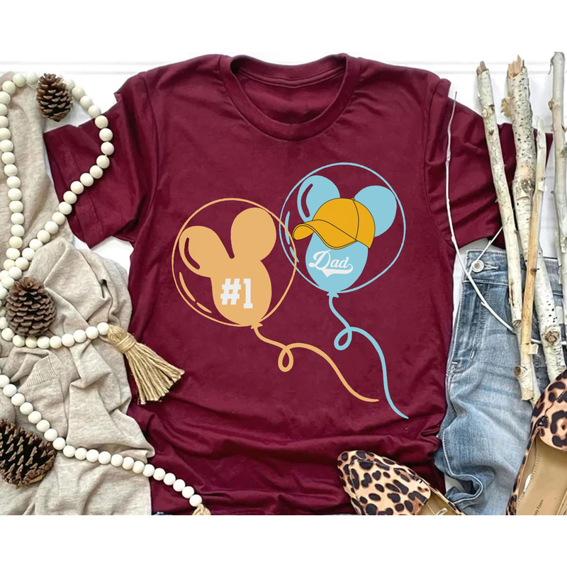 Disney Mickey Balloon No 1 Dad T-shirt Best Dad Ever Tee Funny Disney Dad Shirt Father's Day Gift For Dad Disneyland 2023 Trip - 3.jpg