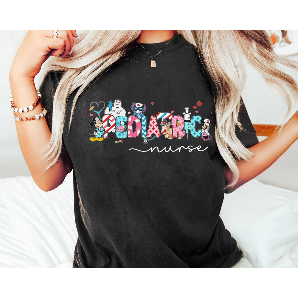 Disney Mickey Minnie Stitch Pediatrics Nurse Shirt Disney Pediatrics Peds Nurse T-shirt Walt Disney World Disneyland Trip Outfits - 4.jpg