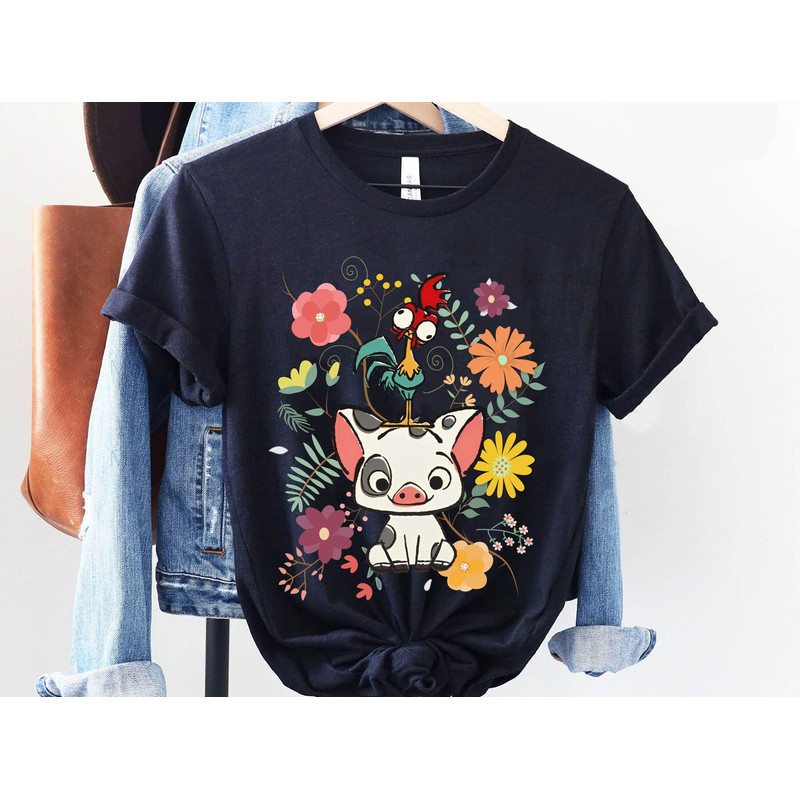 Disney Moana 70s Style Floral Pua And Hei Hei Shirt  Disney Moana Movie T-shirt  Disney Birthday  Walt Disney World  Disneyland Trip - 5.jpg
