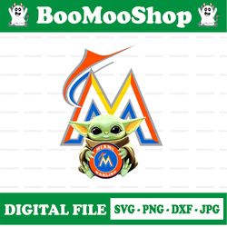 baby yoda with miami marlins baseball png,  baby yoda mlb png, mlb png, digital download