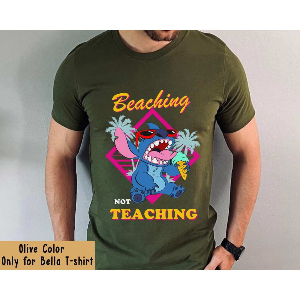 Disney Retired 2023 Stitch Beaching Not Teaching Shirt Disney Summer Beach Tee Disneyland Gift For Teacher Teaching Life Appreciation - 2.jpg