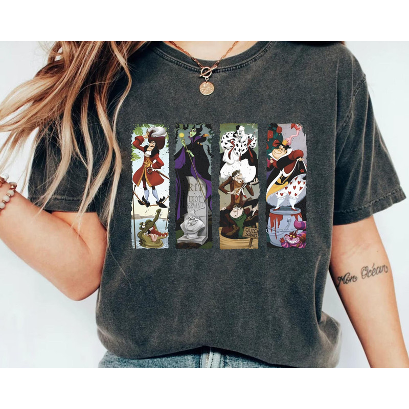 Disney Villains Haunted Mansion Stretching Portraits Shirt  Disney Captain Hook Cruella Maleficent Queen Of Heart Tee Disney Birthday - 5.jpg