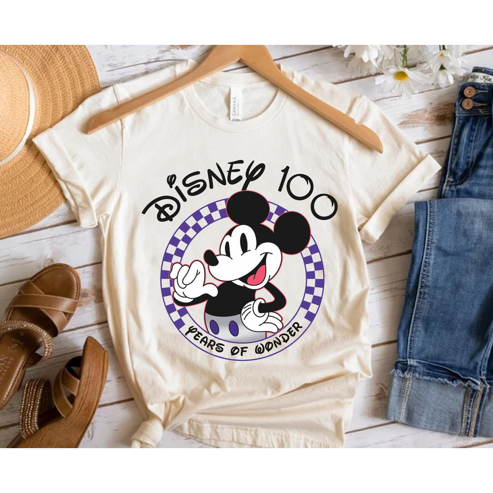 Disney100 Mickey Mouse Checkerboard Shirt Disney 100 Years Of Wonder Tee Walt Disney Company T-shirt Disneyland 100th Anniversary - 1.jpg