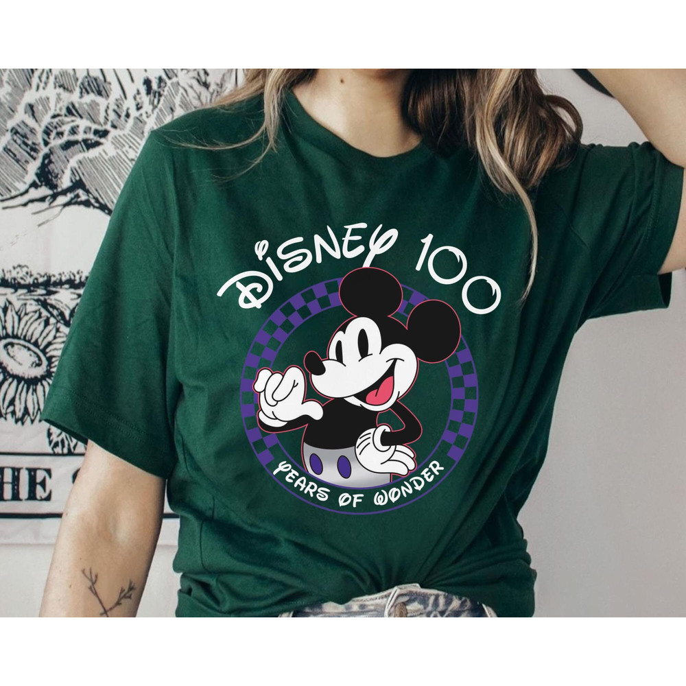 Disney100 Mickey Mouse Checkerboard Shirt Disney 100 Years Of Wonder Tee Walt Disney Company T-shirt Disneyland 100th Anniversary - 2.jpg