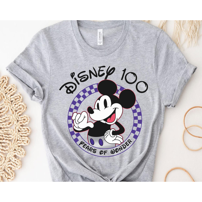 Disney100 Mickey Mouse Checkerboard Shirt Disney 100 Years Of Wonder Tee Walt Disney Company T-shirt Disneyland 100th Anniversary - 3.jpg