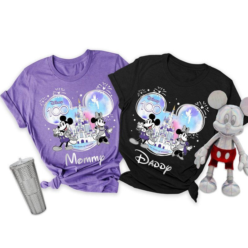 Disney100 Mommy Daddy Family Matching Shirt  Custom Mickey Minnie 100 Years Of Wonder T-shirt  Personalized Disneyland 100th Anniversary - 1.jpg