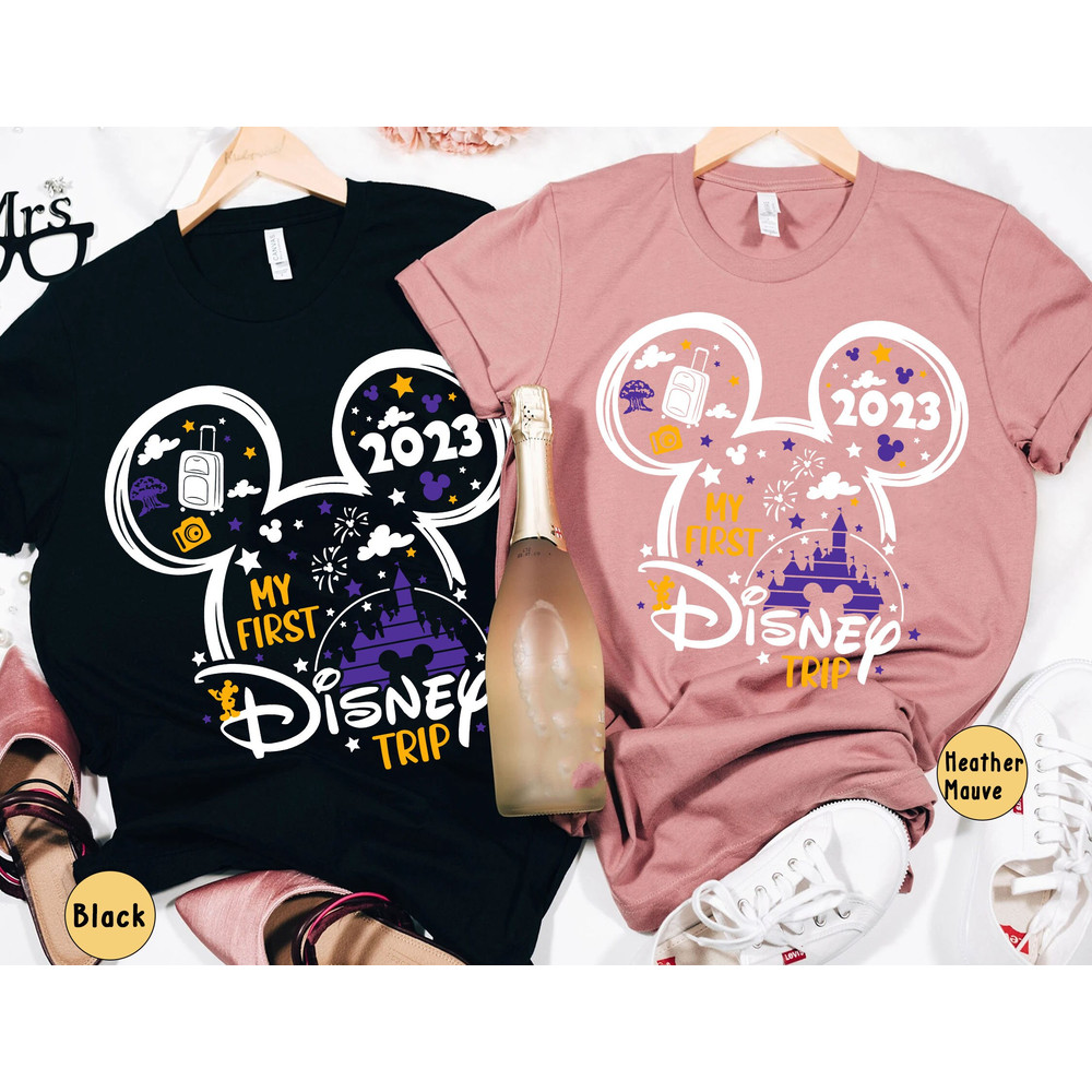 Disney100 My First Disney Trip Shirt Disney 100 Years Of Wonder Disney World Family Matching T-shirt Disneyland Platinum Trip 2023 Tee - 1.jpg