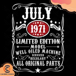 july 1971 limited editon model svg, birthday svg,