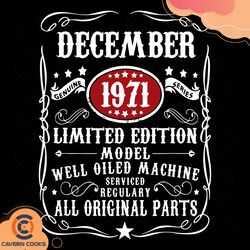 december 1971 limited editon model svg, birthday s