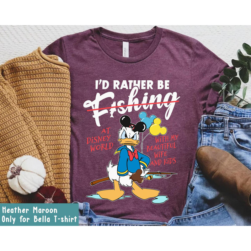 Funny Angry Donald Duck I'd Rather Be Fishing Shirt Disney Dad Fishing T-shirt Father Day Gift For Dad Fisherman Gifts Daddy And Me - 5.jpg
