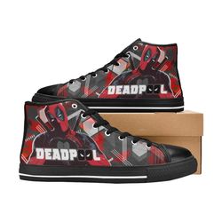 deadpool high canvas shoes for fan, women and men, deadpool high canvas shoes, deadpool marvel sneaker, deadpool marvel