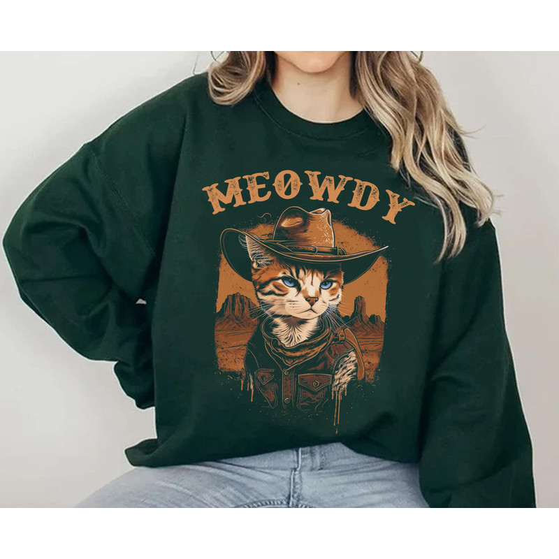 Funny Cat And Howdy Meowdy Shirt Cowboy Western T-shirt Western American Rodeo Shirt Southern Howdy Sweatshirt Western Graphic Tee - 5.jpg