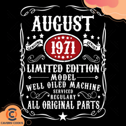 august 1971 limited editon model svg, birthday svg