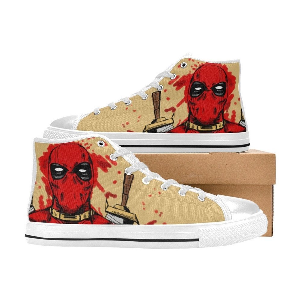 Deadpool High Canvas Shoes for Fan, Women and Men, Deadpool High Canvas Shoes, Deadpool Marvel Sneaker, Deadpool Marvel