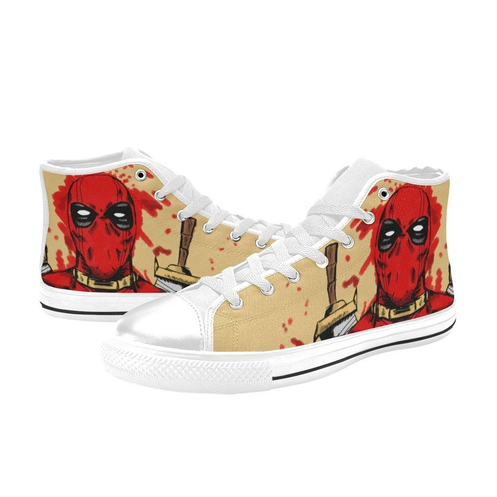 Deadpool High Canvas Shoes for Fan, Women and Men, Deadpool High Canvas Shoes, Deadpool Marvel Sneaker, Deadpool Marvel