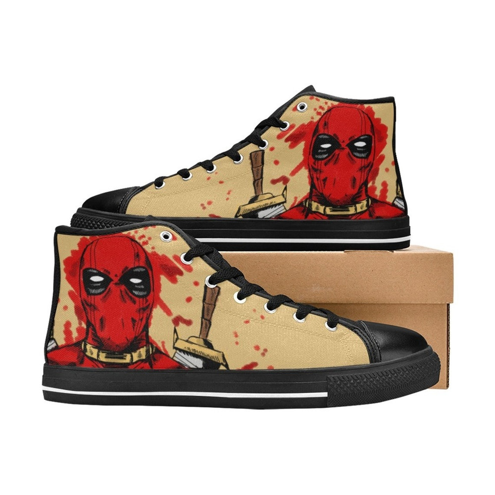 Deadpool High Canvas Shoes for Fan, Women and Men, Deadpool High Canvas Shoes, Deadpool Marvel Sneaker, Deadpool Marvel