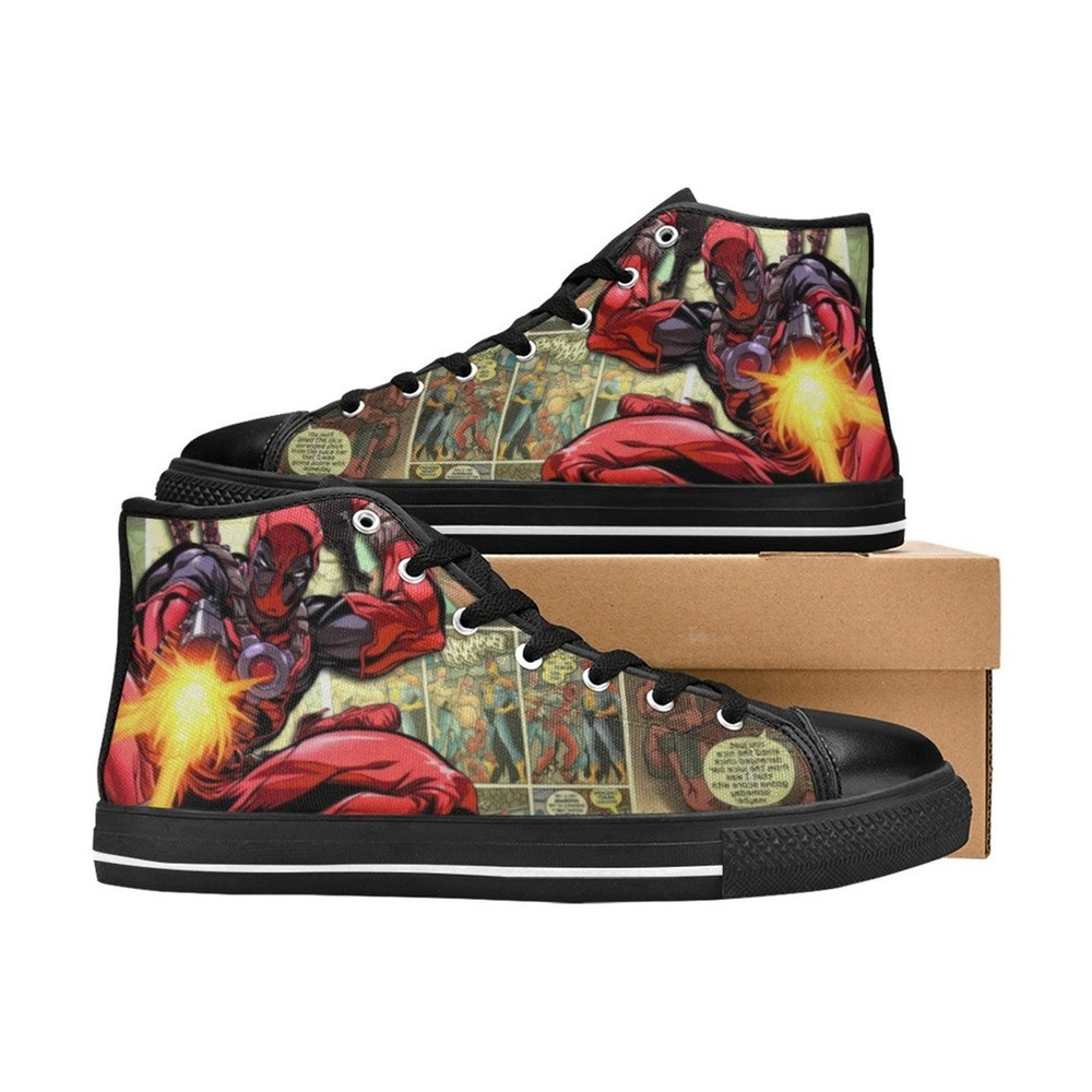 Deadpool High Canvas Shoes for Fan, Women and Men, Deadpool High Canvas Shoes, Deadpool Marvel Sneaker, Deadpool Marvel