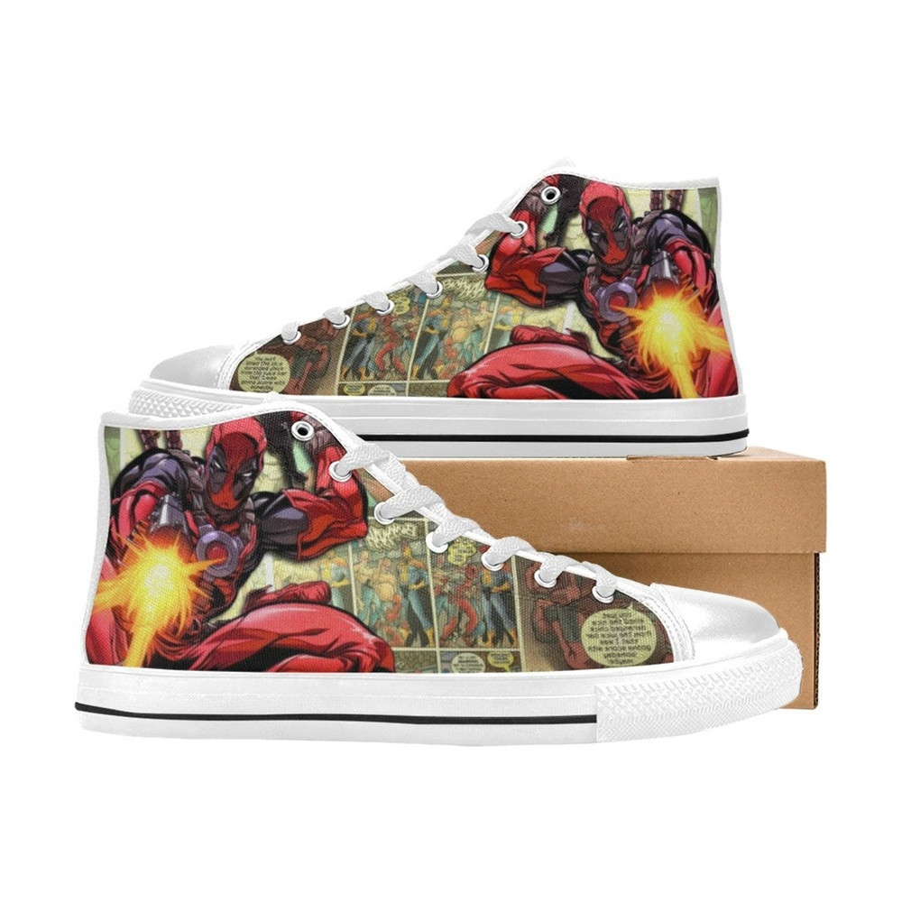 Deadpool High Canvas Shoes for Fan, Women and Men, Deadpool High Canvas Shoes, Deadpool Marvel Sneaker, Deadpool Marvel