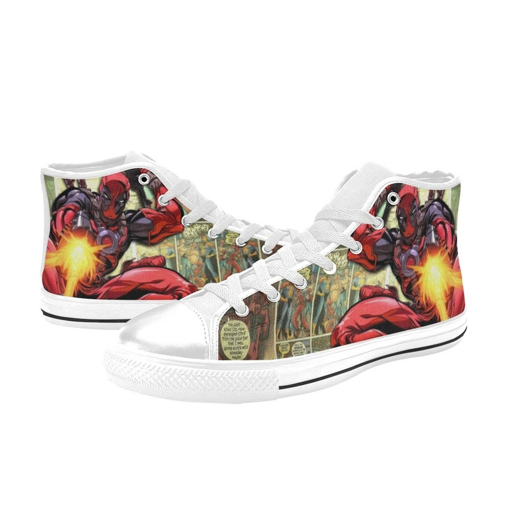 Deadpool High Canvas Shoes for Fan, Women and Men, Deadpool High Canvas Shoes, Deadpool Marvel Sneaker, Deadpool Marvel