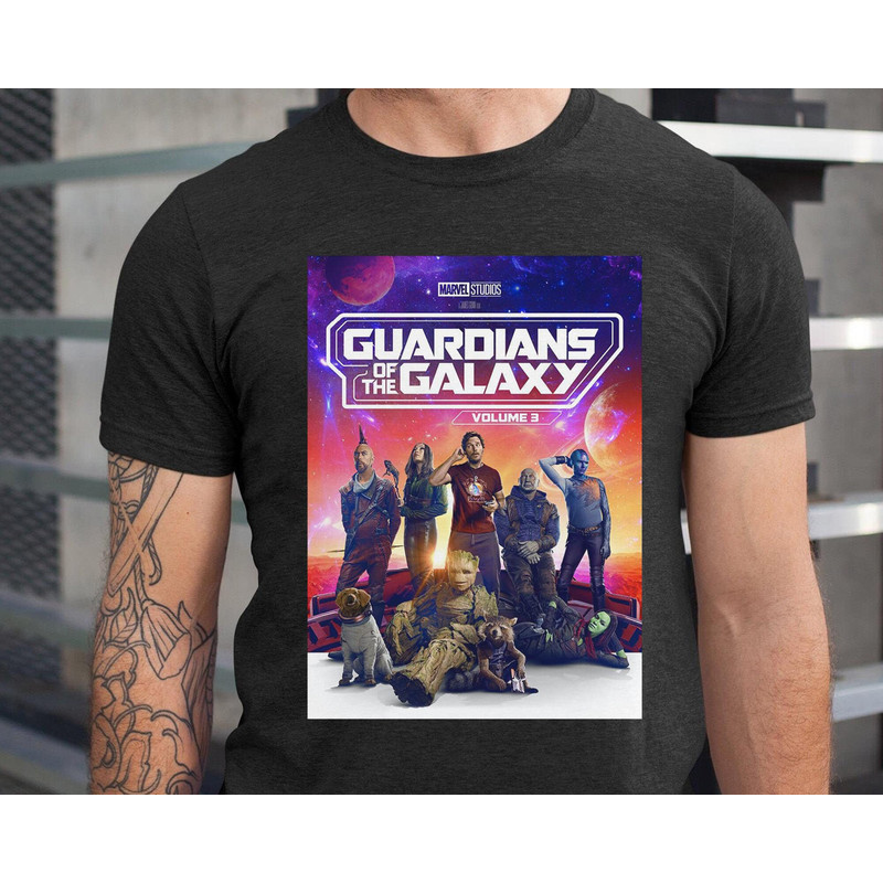 Guardians Of The Galaxy Volume 3 Group Characters T-shirt Rocket Groot Star Lord Mantis Drax Marvel Comics 2023 Shirt MCU Fan Tee - 3.jpg