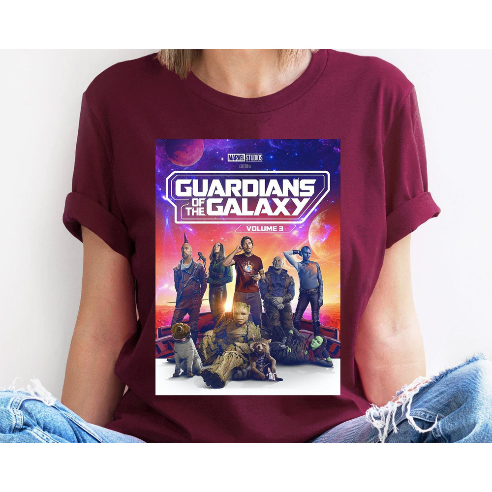 Guardians Of The Galaxy Volume 3 Group Characters T-shirt Rocket Groot Star Lord Mantis Drax Marvel Comics 2023 Shirt MCU Fan Tee - 4.jpg