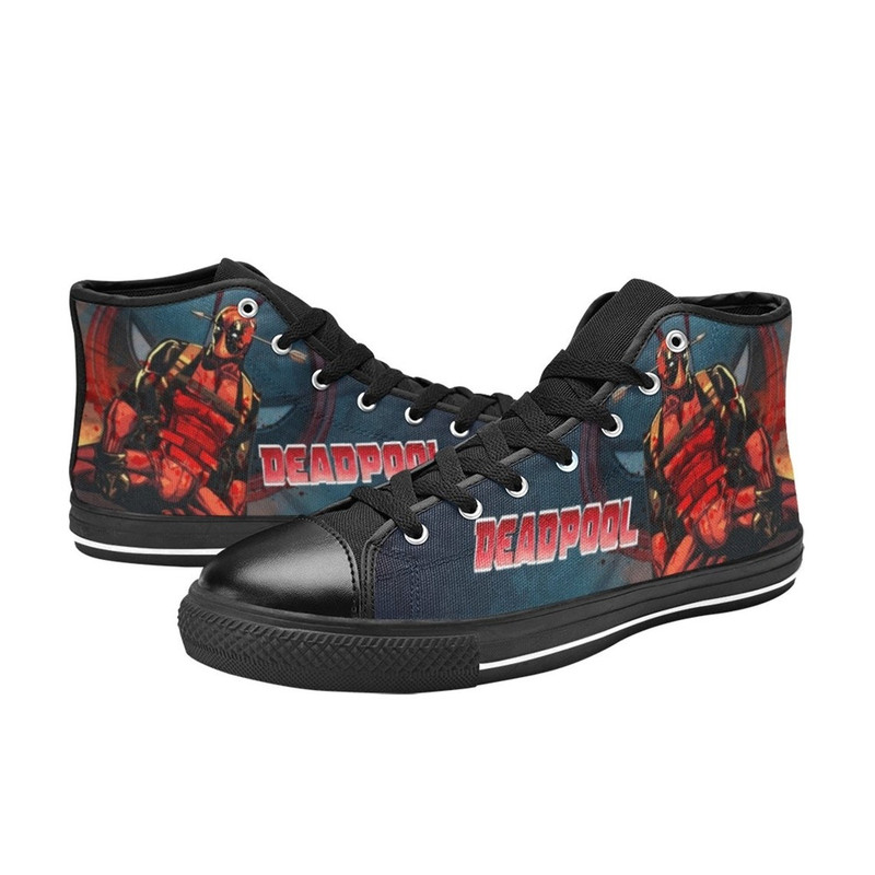 Deadpool High Canvas Shoes for Fan, Women and Men, Deadpool High Canvas Shoes, Deadpool Marvel Sneaker, Deadpool Marvel