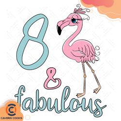 8th bday girl flamingo lover svg, birthday svg, fl