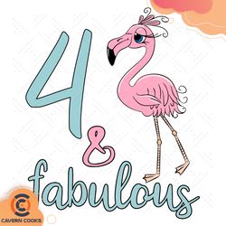 4th bday girl flamingo lover svg, birthday svg, fl
