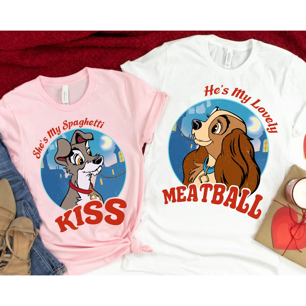 Lady and The Tramp Couple Matching Shirt  He and She Shirt  Disney Valentine's Day T-shirt  Disneyland Happy Valentine Outfit - 1.jpg