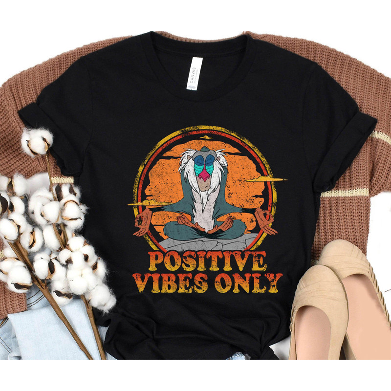 Lion King Rafiki Meditating Positive Vibes Only Shirt  Retro Disney T-shirt  Magic Kingdom  Walt Disney World  Disneyland Trip Outfits - 3.jpg