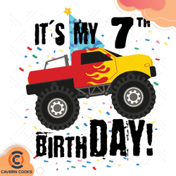 its my 7th birthday svg, birthday svg, monster tru